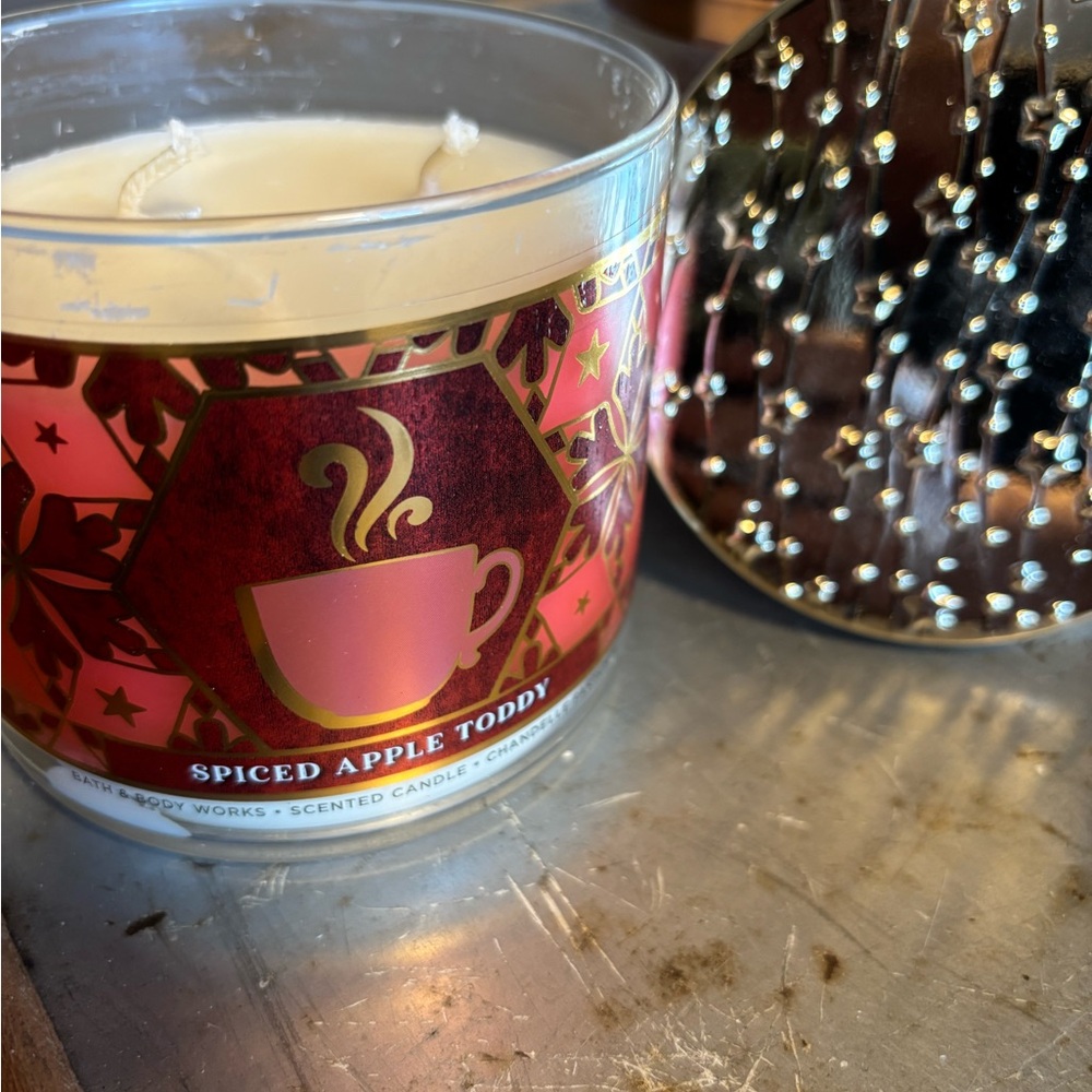 Bath & Body Works Spiced Apple Toddy Candle with Red and Gold Accents